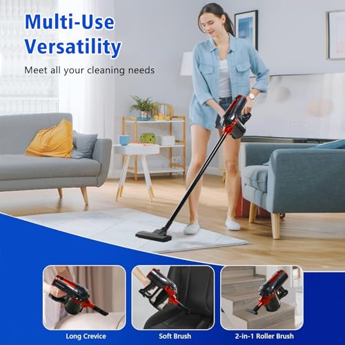 18000Pa Handheld Vacuum Cleaner, Home Stick Vacuum Cleaner Corded, Adjustable Lightweight 3 in 1 Vacuum with HEPA Filter, Strong Suction,600W 1.5L For Pet/Car/Household Hard wood Floor Carpet