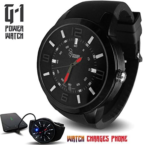 G-1 Power Watch by Squirel - a Revolutionary Stylish Watch with a built-in 800mAh rechargeable battery that Charges Android Smart-Phones, Samsung Galaxy, Edge, LG Google Nexus and other Smartphones