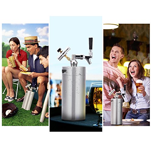 Lamtor-128-Ounce-Mini-Keg-Pressurized-Growler-for-Craft-Dispenser-System-CO2-Adjustable-Draft-Beer-Faucet-with-Perfect-Pour-Regulator-36L-Silver