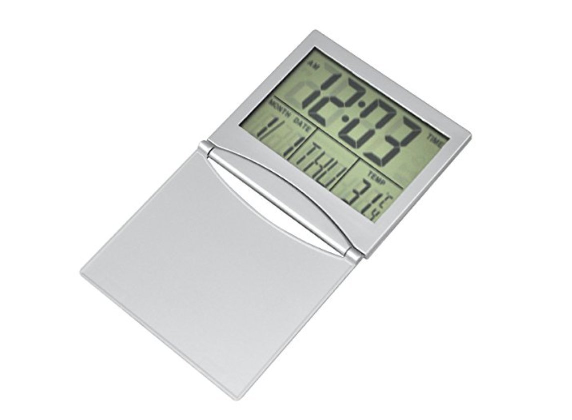 Foldable Travel Alarm Clock,LCD Mini Digital Screen Desk Clock with