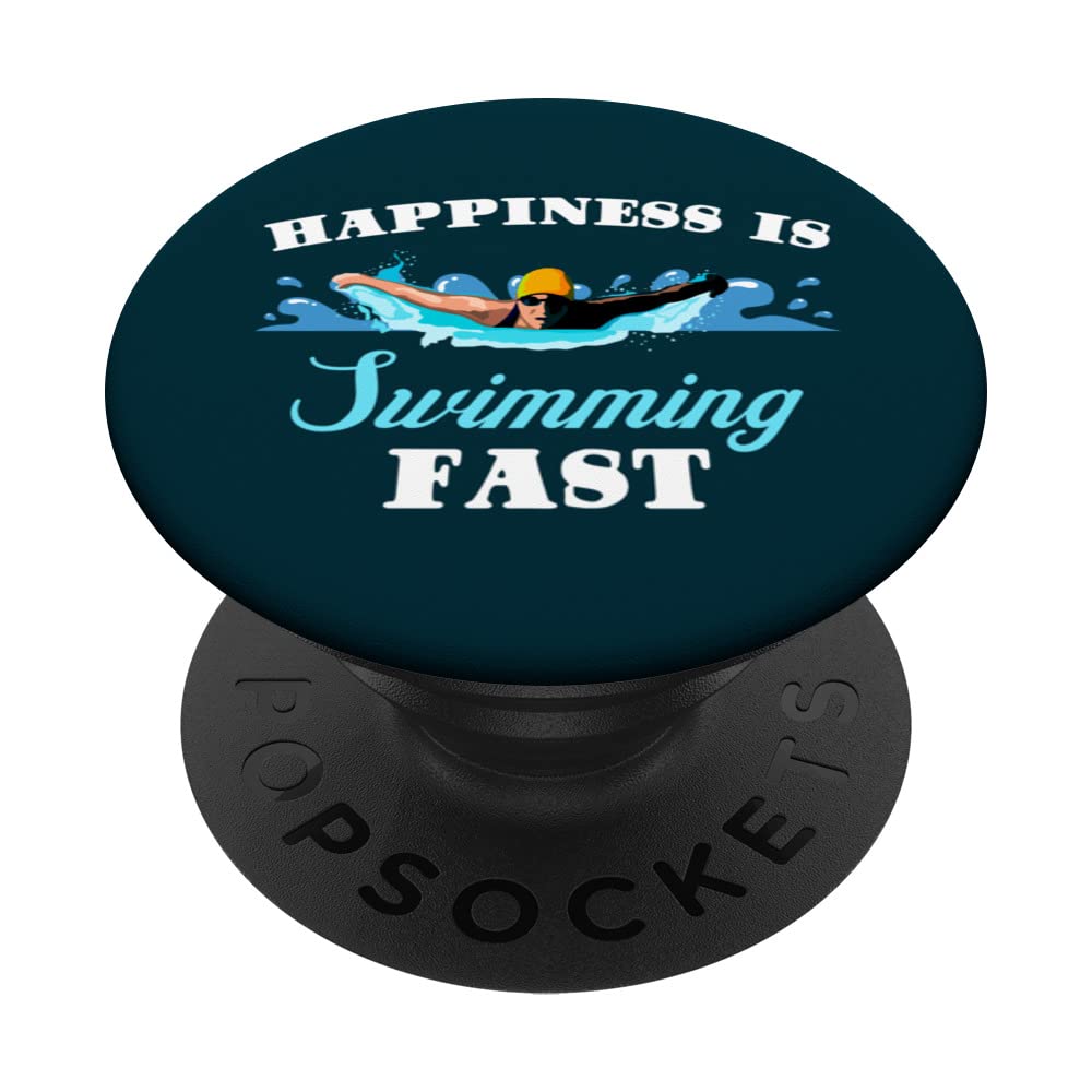 Happiness is swimming fast, Swimming Coach or Athlete gift PopSockets Swappable PopGrip