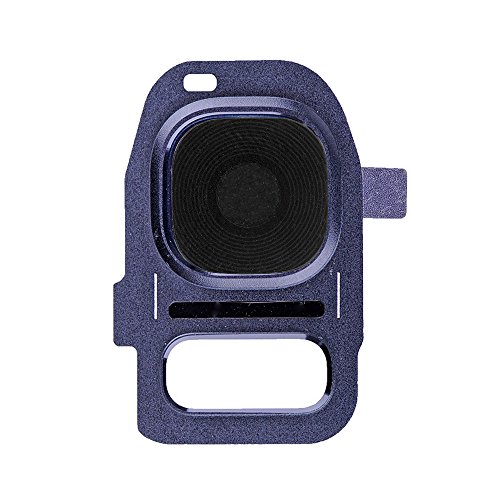 LUVSS New Back Camera Ring Cover Replacement for Samsung Galaxy S7/S7 Edge (All Carriers) Rear Camera Bezel Holder + Glass Lens with with Adhesive Sticker Repair Part (Black)