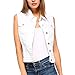 Fashionazzle Women's Buttoned Basic Solid Denim Vest Jacket (Medium, DSV02-White)