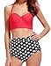 ADFOLF Retro Bikini Swimsuits For Women High Waisted Halter Push Up Bathing Suits Polka L