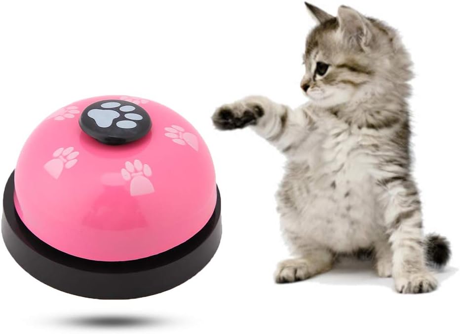 Smandy Dog Door Bell and Press Bell Pet Training Press Bell Iron Sturdy Pet Bell Desk Bell Call Bell for Dog Toilet Training Bell Interaction Bell (Pink)