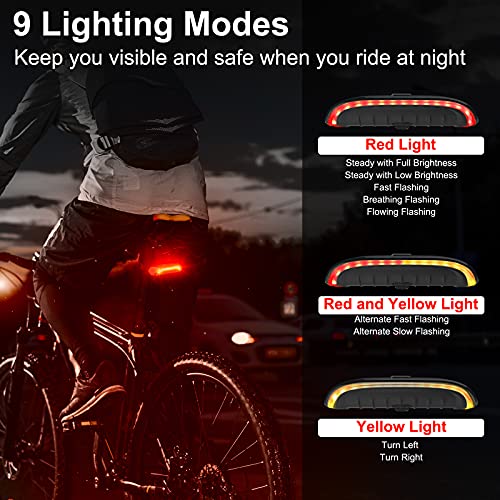 MEILAN Smart Bike Tail Light with Turn Signals and Automatic Brake