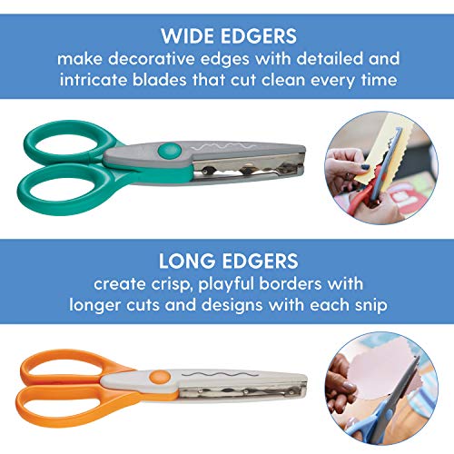 ECR4Kids Kraft Edgers Long & Wide Craft Scissor Set Decorative Paper