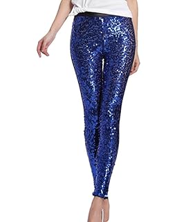 Hibote Pantalones Con Lentejuelas Moda Cintura Media Pies