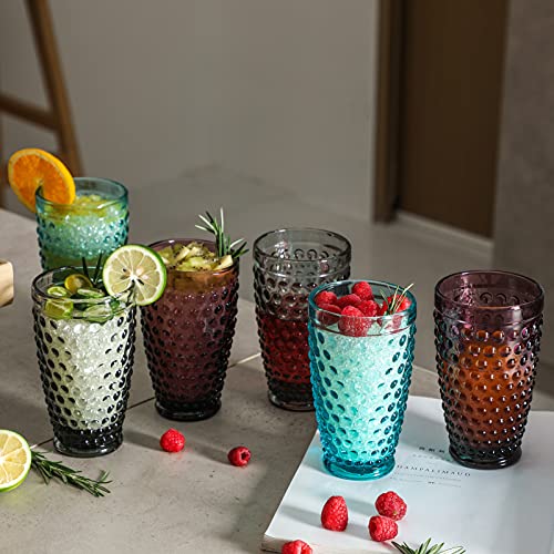 G Hobnail Old Fashioned Iced Beverage Glass 13oz Set of 6, Premiun