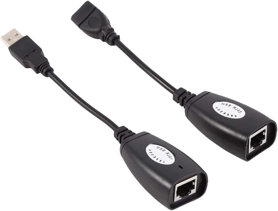 Yosoo Health Gear USB to RJ45 Extension Cable Connector, USB Over Cat5/6 Extension Cable, Up to 50 Meters, No Power Supply Required