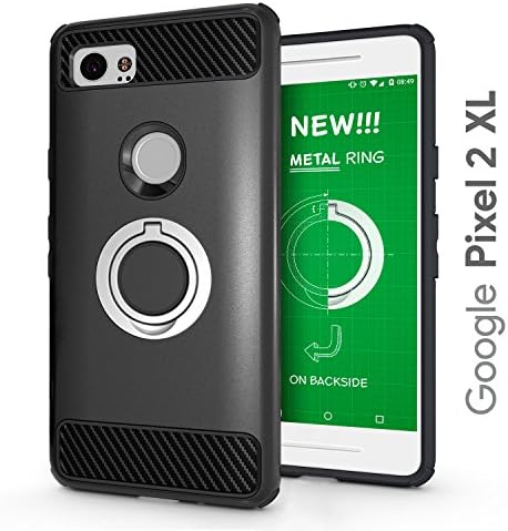 Google Pixel 2 XL Protective Case Updated with Metal Stand Ring - Google Pixel 2 XL Heavy Duty Phone Case - Google Pixel 2 XL Rugged TPU Cover - Google Pixel 2 XL Shockproof Defender Case - Google Pix