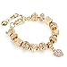 Bracelets Gold Plated Snake Chain Bracelets Pendant Crytal Heart Glass Beads Charms Bracelets for Women with Fine Gift Box
