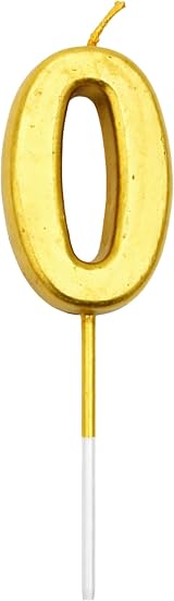 SHATCHI Gold Birthday Number 0 Candle, Milestone Cake Topper, 4.5x3x1 cm