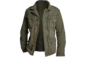 Men's Vintage Casual Field Jacket Retro Utility Outdoor Military Style Coat