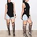 Tenworld Women Summer Vest Top Sleeveless Backless Blouse Cotton Tank Shirt (L = US 8, Black)