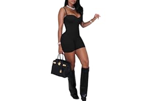 acelyn Women's Sexy Sleeveless Jumpsuits Bodycon Rompers Y2k Bodysuit Club Outfits