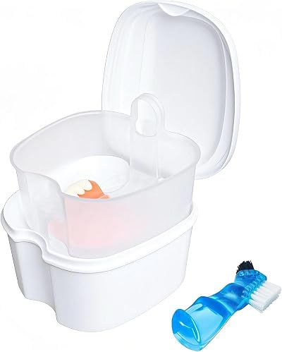 Keedolla Denture Soaking Box with Strainer Basket White