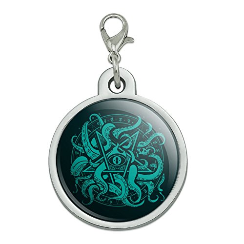 Cthulhu Elder Sign Pentagram Chrome Plated Metal Pet Dog Cat ID Tag - Large