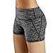 ODODOS Power Flex Yoga Shorts Women Tummy Control Workout Running Shorts Pants Yoga Shorts Hidden Pocket, CharcoalHeather, Medium