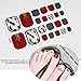 6 Sheets Full Toe Nail Wraps Art Polish Stickers Decal Strips Adhesive False Nail Design Manicure Set With 1Pc Nail Buffers Files For Women Girls