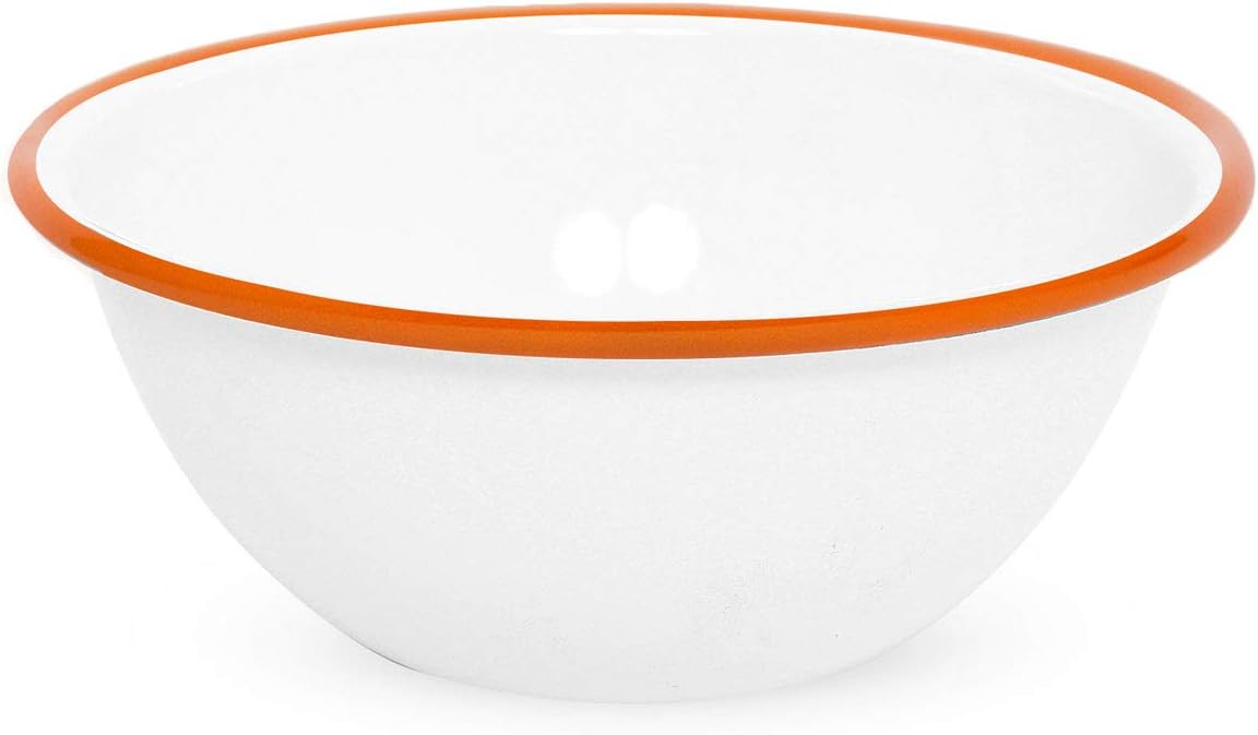 Amazon Com Crow Canyon Home Vintage Style Enamelware Serving Bowl Orange Rim Serving Bowls
