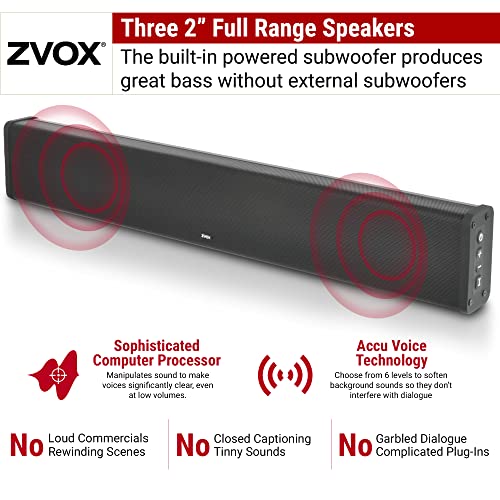 ZVOX SB380 Soundbar for TV with AccuVoice Dialogue Boost, Aluminum Soundbar with Builtin