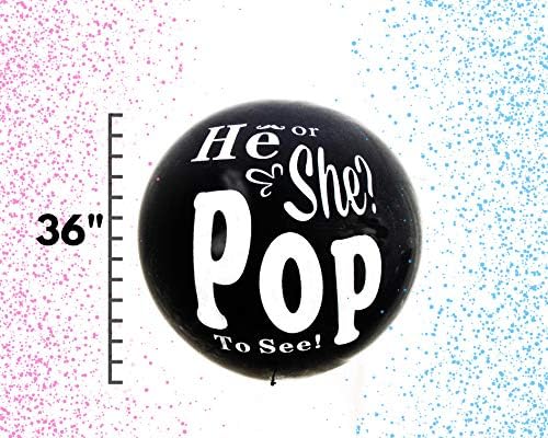 36" Baby Gender Reveal Balloon with Pink and Blue Confetti, Gender Reveal Balloon | Gender Reveal Decorations, Gender Reveal Party Supplies Kit