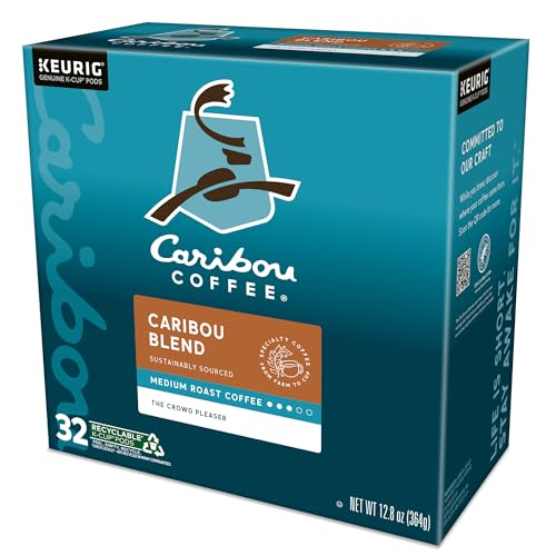 CARIBOU COFFEE CARIBOU BLEND, KEURIG SINGLE-SERVE K-CUP PODS, MEDIUM ROAST COFFEE, 32 COUNT(PACK OF 1)