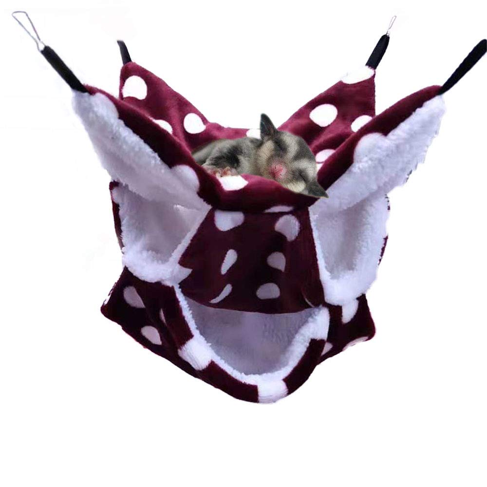 Oncpcare Small Pet Cage Hammock, Triple-Layer Sugar Glider Hammock, Hamster Cage Accessories Bedding Cozy Small Animals Bed for Chinchilla Parrot Sugar Glider Ferrets Rat Hamster Rat Playing Sleeping