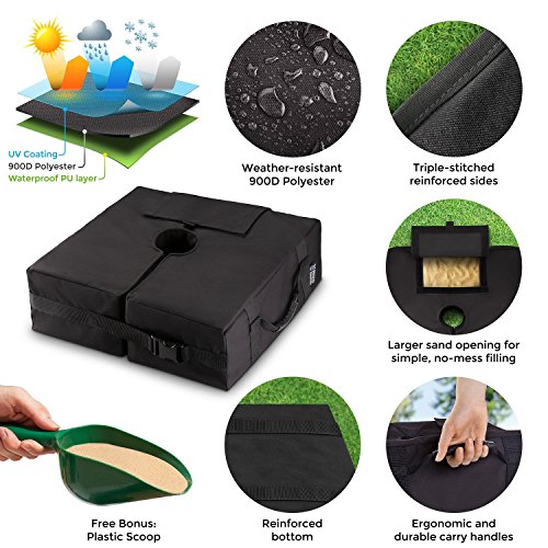 NEW ~ Patio Umbrella Base Weight Bag, 18” Square With Side Slot Opening, Free Sand Scoop Included - Thumbnail 4