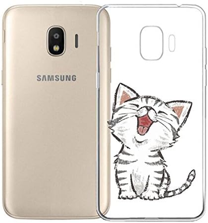 IJIA Case for Samsung Galaxy J2 Pro 2018 / Grand Prime Pro 2018 (SM-J250F) - Transparent Adorable Kitten Clear TPU Soft Silicone Protection Bumper Fashion Skin back Shell Case