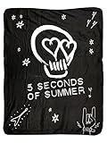 Official 5 Seconds of Summer Skull Logo Fleece Blanket (48 x 60 Inches) - Includes Bewild Bracelet with Each blanket