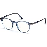 Tom Ford Eyeglasses FT 5695 -B 090 Shiny Transparent Blue/Block Lenses
