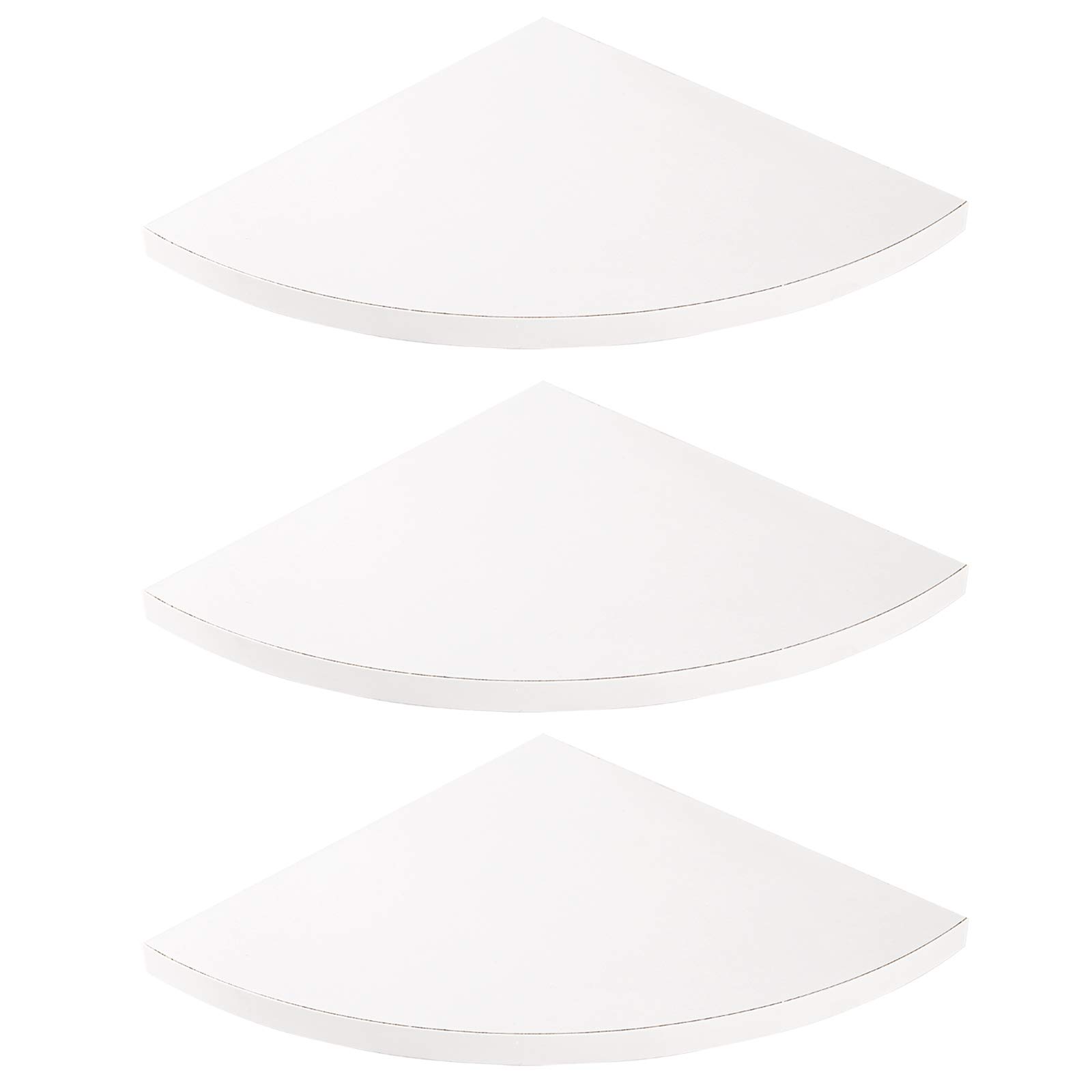 Suwimut Set of 3 Corner Mounting Shelf, Rustic Wood Floating Wall Mounted Storage Shelf with White Finish for Living Room, Bedroom, Bathroom, Kitchen, Office