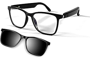 Fecoul Smart Glasses for Men Clear Bluetooth Sunglasses for Women with Magnetic UV400 Polarized Lenses Anti-Blue Light, Bluetooth 5.4, Built-in Microphone,Speaker (with Black Lens)