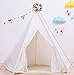 Teepee Tent for Kids | White Kids Teepee Tent | Tipi Tents Indoor Outdoor | Play Tent Foldable 7 Feet Tall - 5 Poles | Playhouse Tent | Large Childrens Teepee Tents Girls and Boys Kids