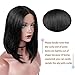 WIGNEE Lace Front Virgin Human Hair Bob Wig Middle Part Silky Straight Glueless Brazilian Human Hair Natural Black Wig (12 Inch)