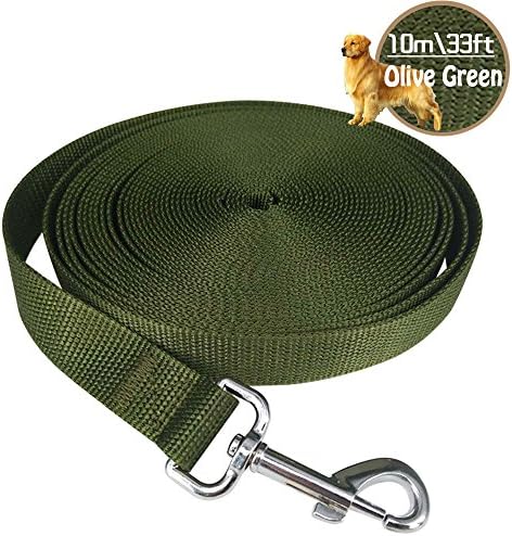 iNeith Dog Leads Training Leash for Camping Tracking Training Obedience Backyard Play 10m 33ft Long Nylon (Olive Green)