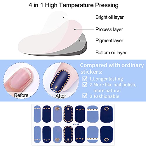 CINEEN Nagelfolien Nagelaufkleber Nagelfolie Selbstklebend art easy Nagellack zum aufkleben 15pcs DIY flash sticker+3pcs Nagelfeile set