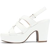 Chunky Platform High Heels for Women 4 Inch Block Heeled Platform Sandals | Square Open Toe Sandals with Ankle Strap, Fashion Summer Women Heel Shoes Comfortable Dressy for Party Wedding Evening Formal