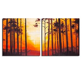 Vintage Landscape Oil Painting on Wall x 2 Panels