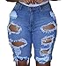 iLUGU Women Elastic Destroyed Hole Leggings Short high Waisted Jeans Pants Denim Shorts Ripped Jeans
