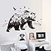 DNVEN DIY 48 inches x 27 inches Big Bear Mountain Forests Silhouette Animals Wall Stickers Decals Decorations for Children Nursery Kids Room