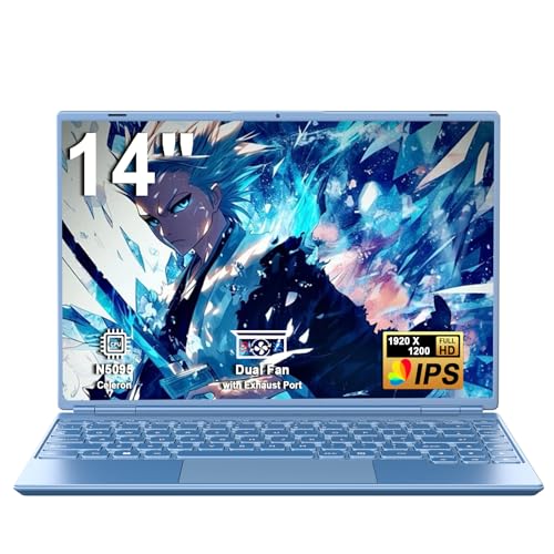14 Inch Laptop 8GB RAM 256GB SSD Celeron N5095 Processor Chromebook, FHD 1920×1200 IPS Display, Blue Laptop with Webcam, WiFi 5, BT4.2, USB 3.0, Lightweight Business laptop, Work or Travel-Blue
