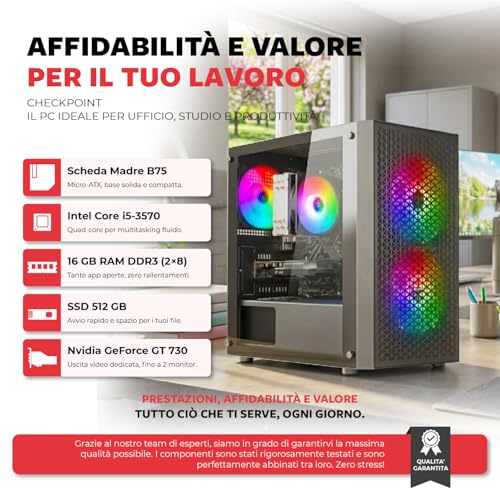 i5 Desktop PC Computer Up to 3.8GHz | RAM 16GB | SSD 500GB | GT 730 4GB | USB WiFi | Windows 11 Pro Pre-Installed | Tower Home Office Work | Checkpoint