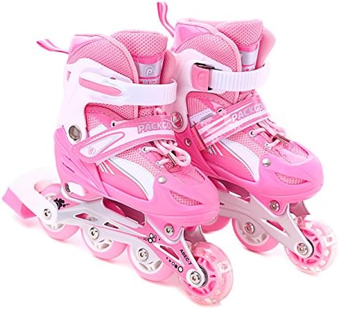 PACKGOUT Girls Inline Skates Adjustable Rollerblades for Kids Girls Illuminating Wheel The Premium Breathable Mesh Roller Skates Double Secure Lock
