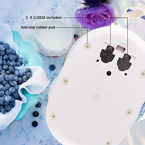 Food Scale, Digital Kitchen Scale High Accuracy & Multifunction for Cooking baking with Touch Sensitive Screen 11lb/5kg, Glass, White (Batteries Included) by CHARMLINE