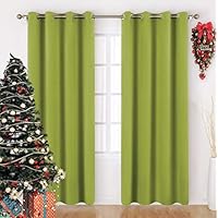 HOMEIDEAS Fresh Green Blackout Curtains Wide 52 X 95 inches Long Set of 2 Panels Room Darkening Curtains, Thermal Insulated Bedroom Window Curtains for Christmas & Thanksgiving Gift