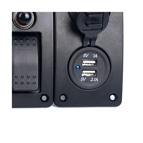 Amarine-made-6-Gang-Red-LED-Indicators-Rocker-Circuit-Breaker-Waterproof-Marine-Boat-Rv-Switch-Panel-Combined-with-Dual-USB-12v-Power-Adapter-Panel-PN-CB6-R-CB1S1S2