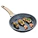 CAROTE Nonstick Skillet 8''/9.5''/10''/11''/12''/12.5'' without Lid and with Lid Nonstick Cookware Granite Coating,Black (Without Lid, 8.5